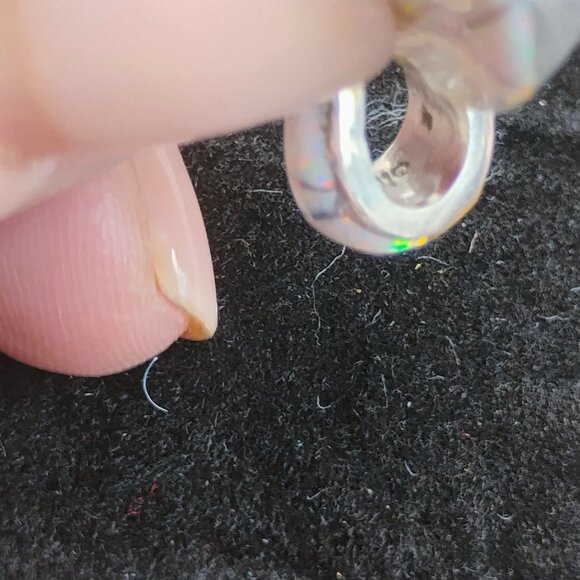 Signed SM Sterling Heart Shaped Inlay Gemstone Pendant Reversible Double Sided - Picture 9 of 11